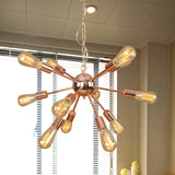 Retro Copper Sputnik Exposed Bulbs Starburst Chandelier Image - 7