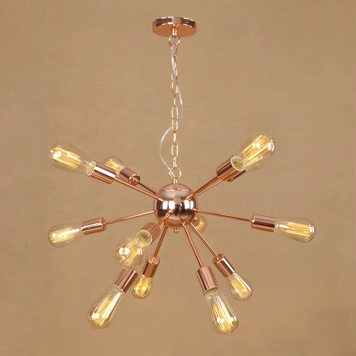 Retro Copper Sputnik Exposed Bulbs Starburst Chandelier Image - 8