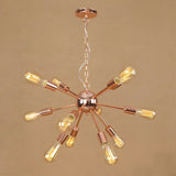 Retro Copper Sputnik Exposed Bulbs Starburst Chandelier Image - 8