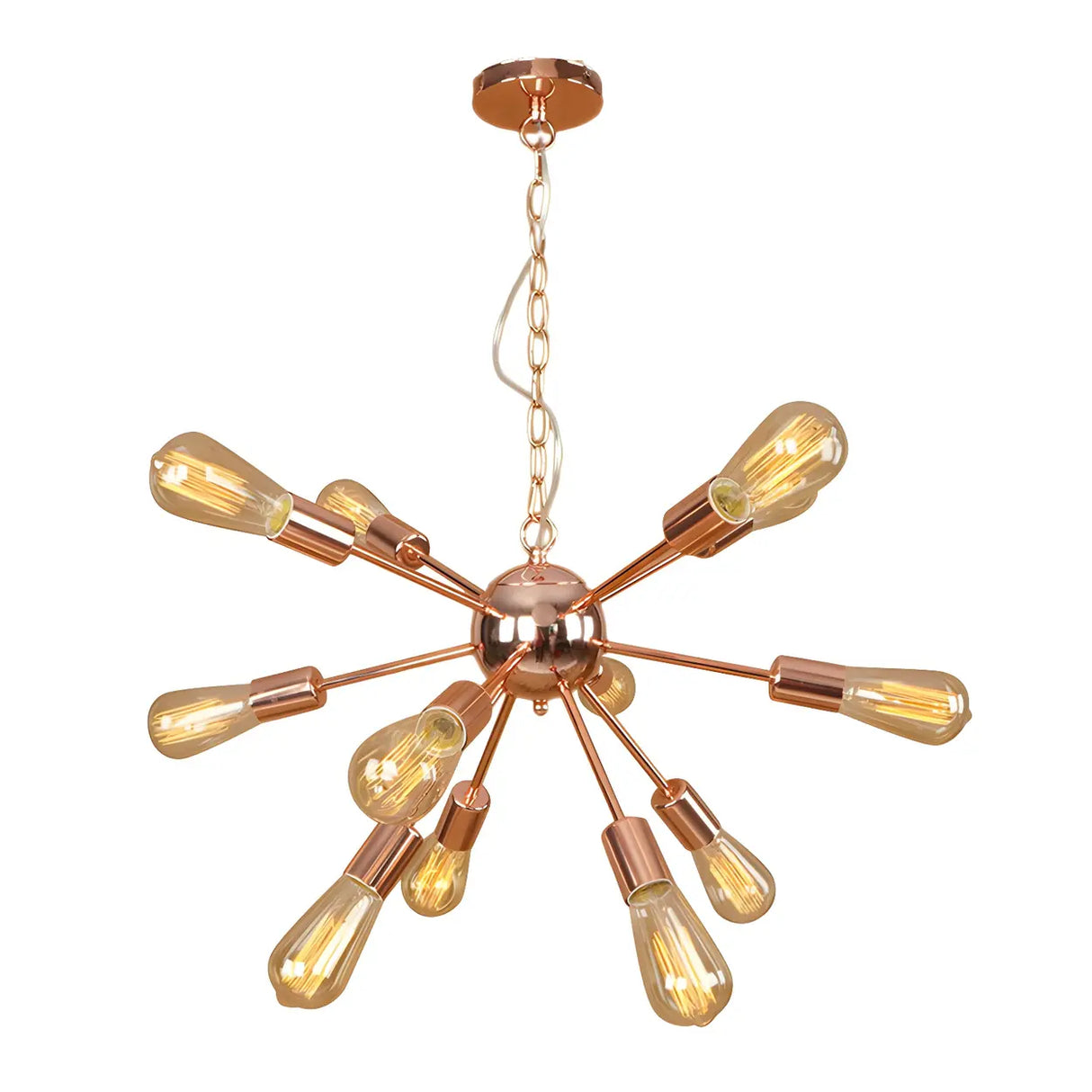 Retro Copper Sputnik Exposed Bulbs Starburst Chandelier Image - 9