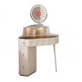 Modern Corner Faux Leather Mirror Light Vanity Table Set Image - 2