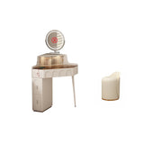 Modern Corner Faux Leather Mirror Light Vanity Table Set Image - 9