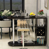 Modern Counter Height Bar Table with Storage Shelves Image - 3