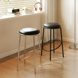 Modern Counter Height Faux Leather Stackable Backless Bar Stool Image - 4
