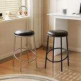 Modern Counter Height Faux Leather Stackable Backless Bar Stool Image - 5