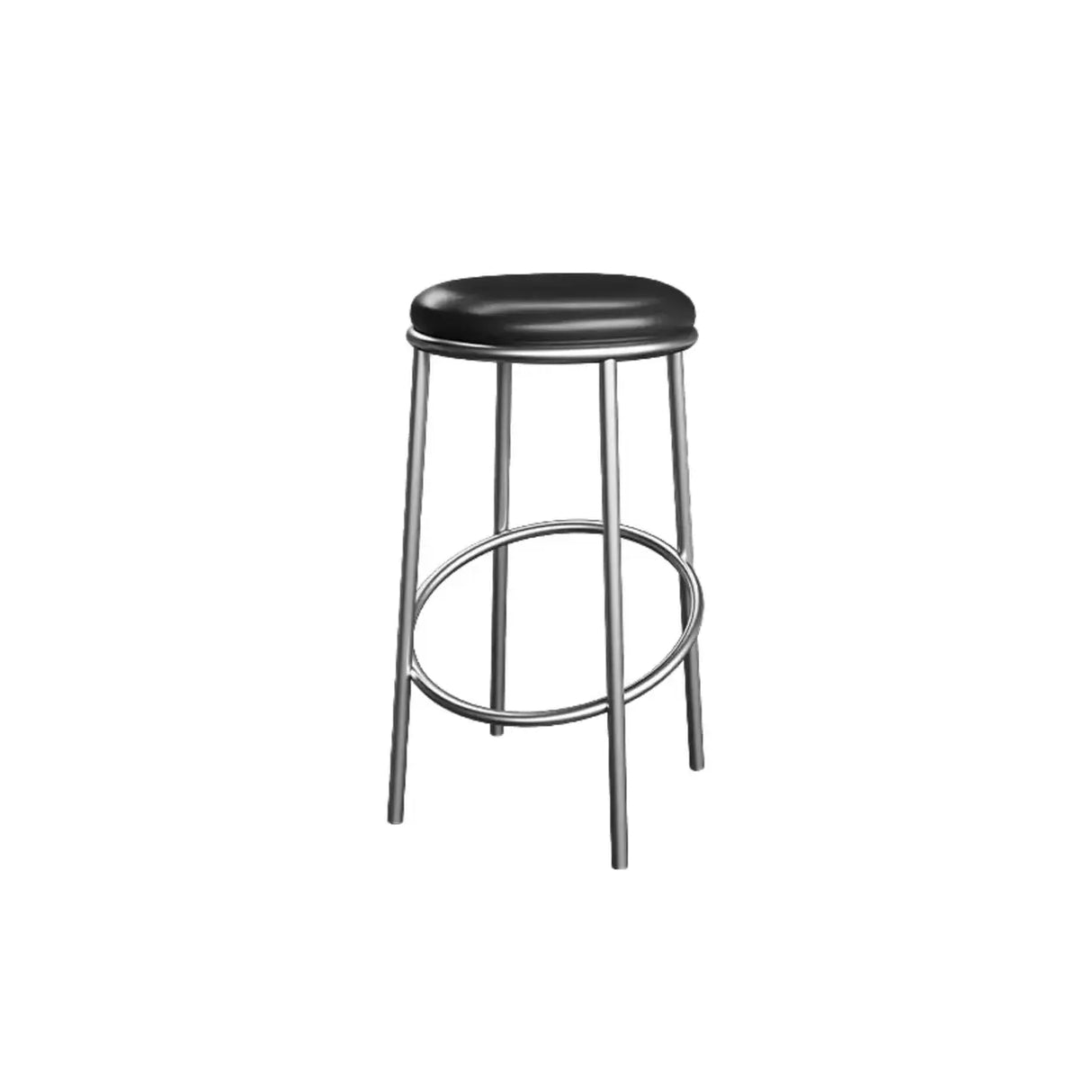 Modern Counter Height Faux Leather Stackable Backless Bar Stool Image - 6
