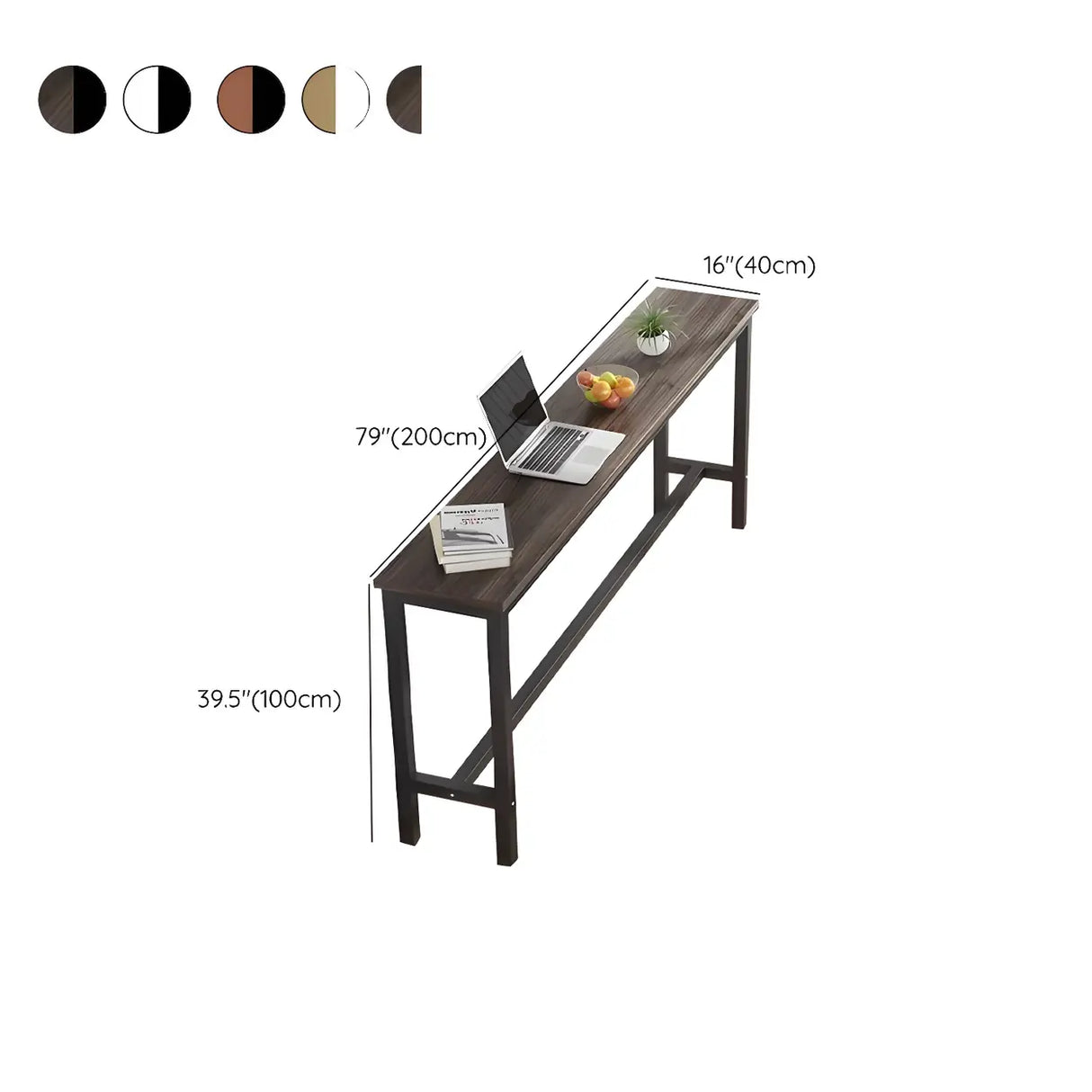 Modern Counter Height Long Rectangular Bar Table With Footrest Image - 14
