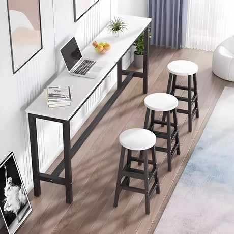 Modern Counter Height Long Rectangular Bar Table With Footrest Image - 2