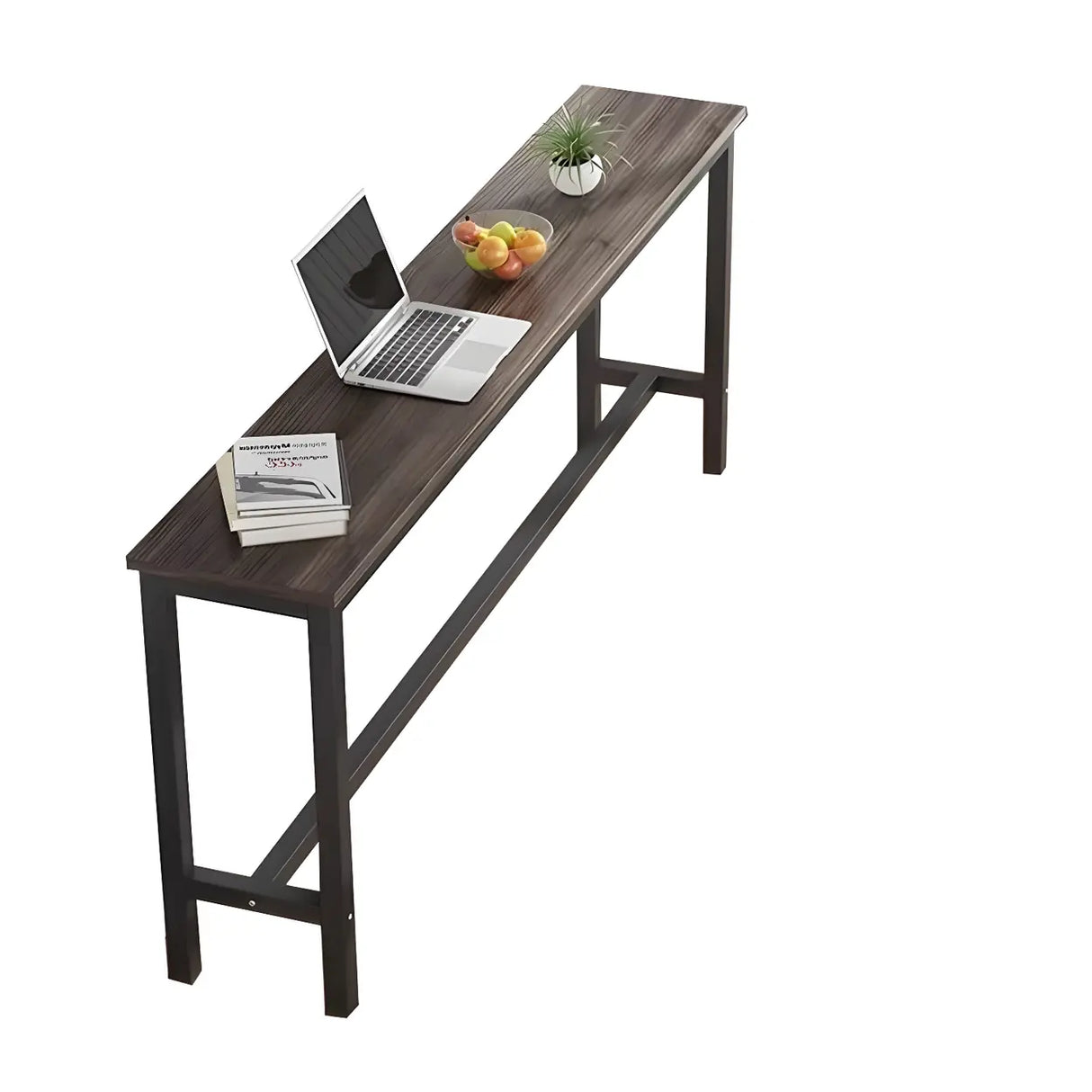 Modern Counter Height Long Rectangular Bar Table With Footrest Image - 5