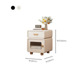 Modern Cream Wood Nightstand with Drawer & Cabinet Image - 14