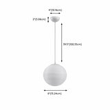 Modern Creative Bedroom White Planet Shape Pendant Light #size