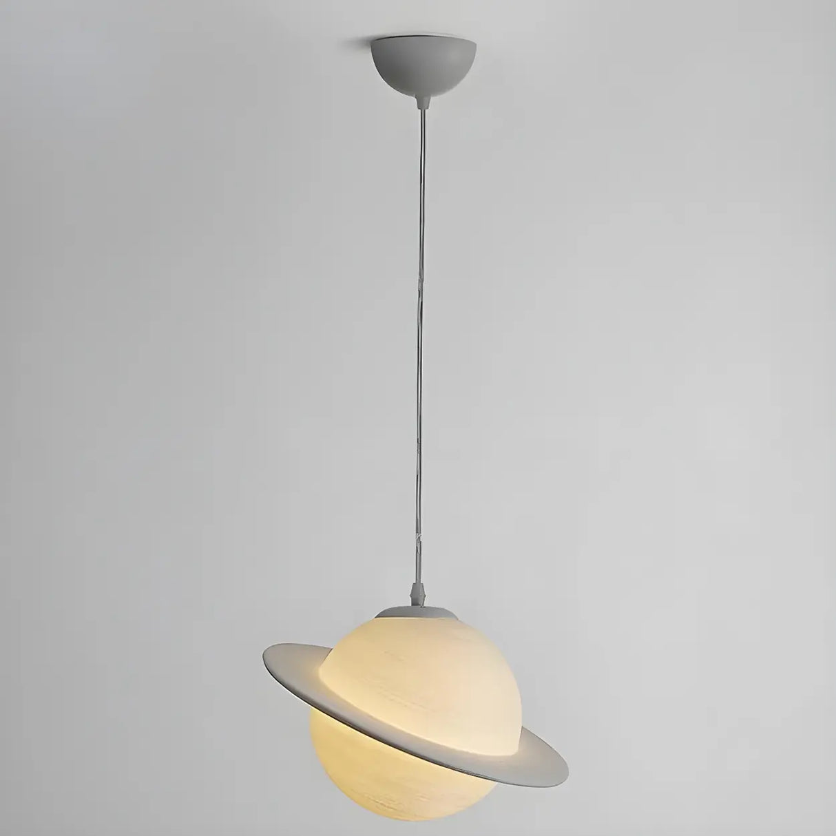 Modern Creative Bedroom White Planet Shape Pendant Light Image - 6