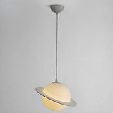 Modern Creative Bedroom White Planet Shape Pendant Light Image - 6