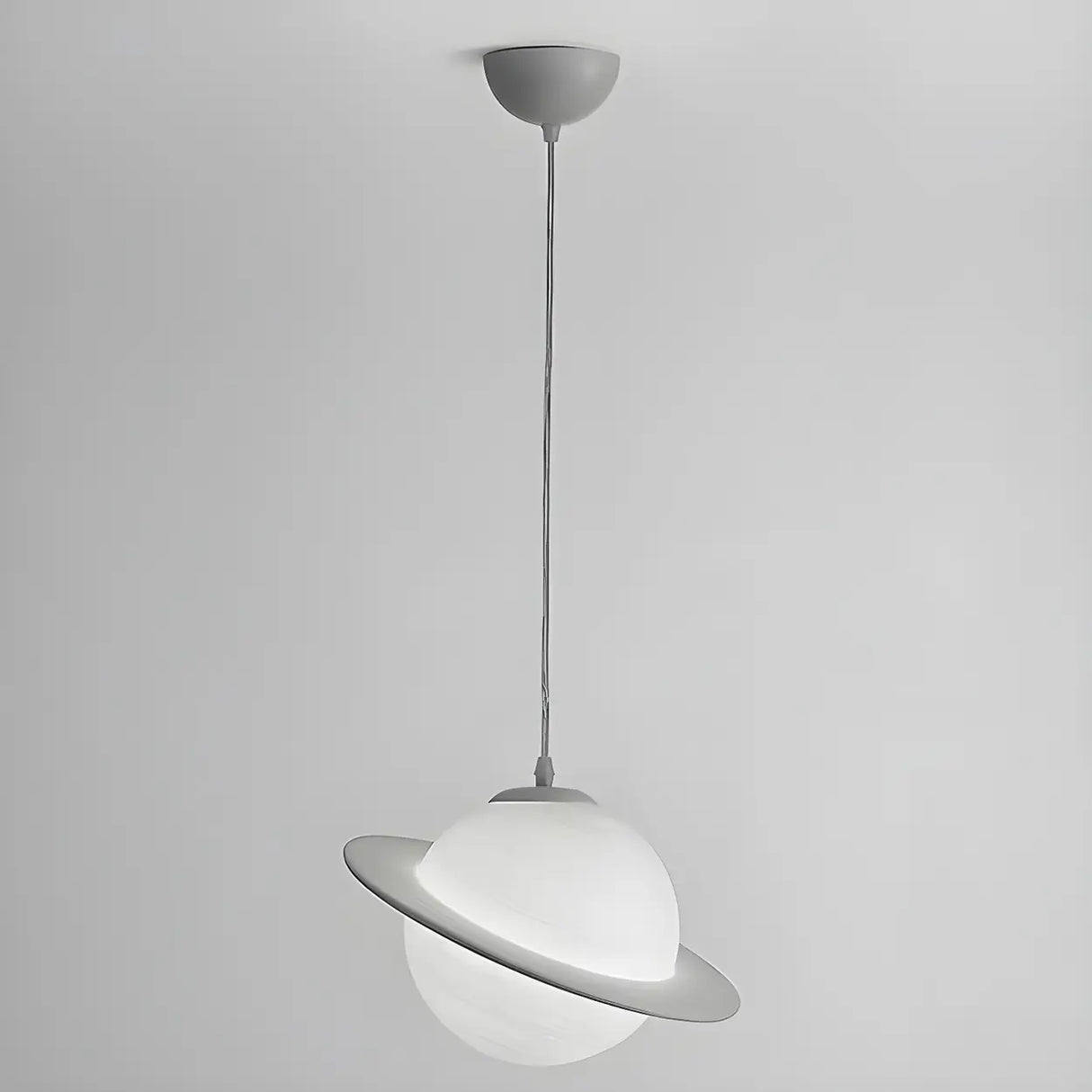 Modern Creative Bedroom White Planet Shape Pendant Light Image - 8