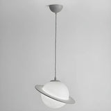 Modern Creative Bedroom White Planet Shape Pendant Light Image - 8