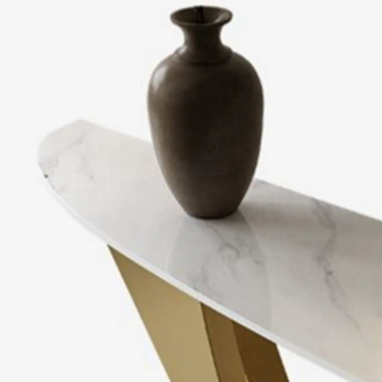 Modern Cross Legs Metal Stone Grey Standard Console Table Image - 11