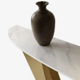Modern Cross Legs Metal Stone Grey Standard Console Table Image - 11