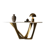 Modern Cross Legs Metal Stone Grey Standard Console Table Image - 3