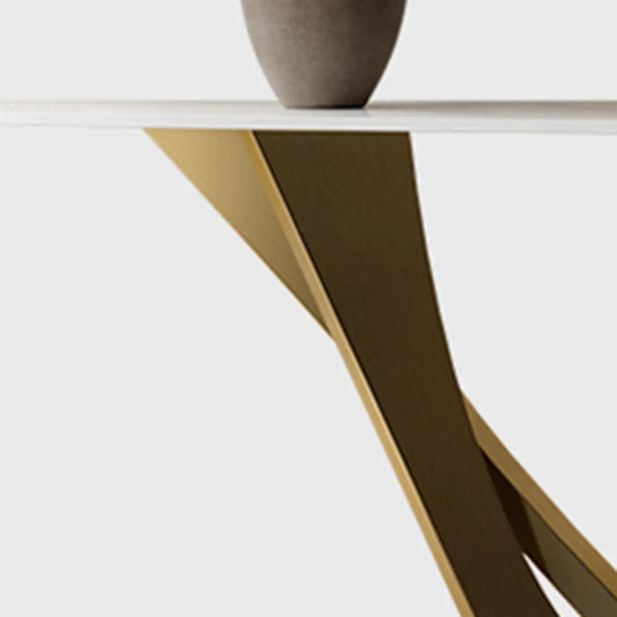 Modern Cross Legs Metal Stone Grey Standard Console Table Image - 9
