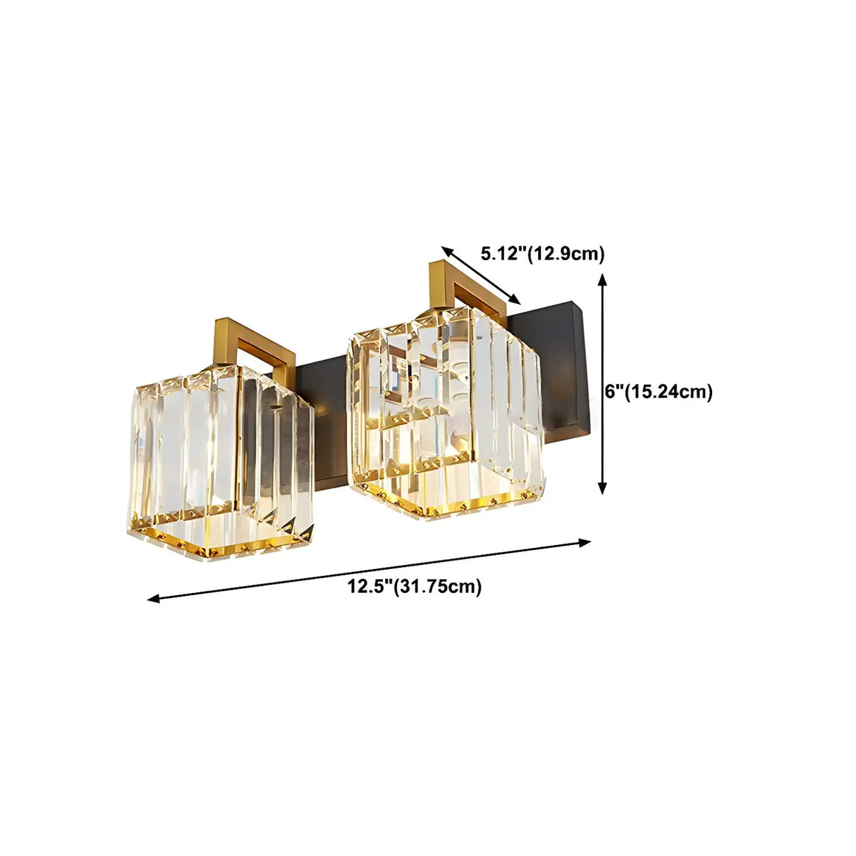 Modern Crystal Bathroom Vanity Light with Gold Finish 