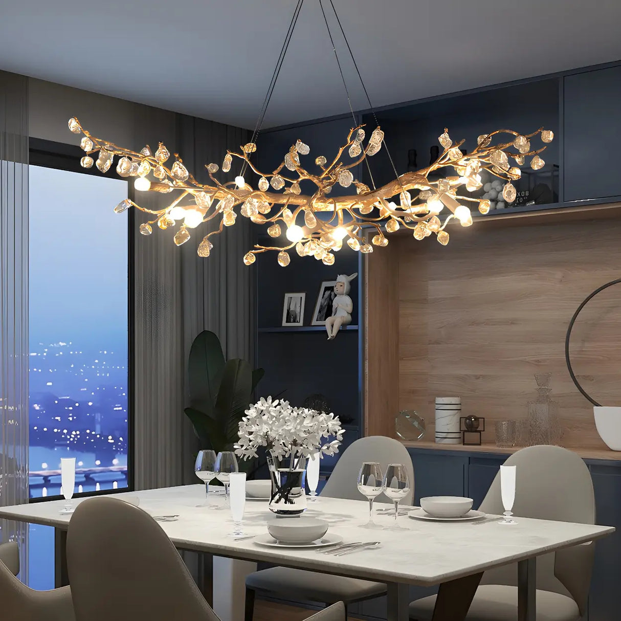 Modern Crystal Branch Chandelier for Dining Room Decor Image - 1