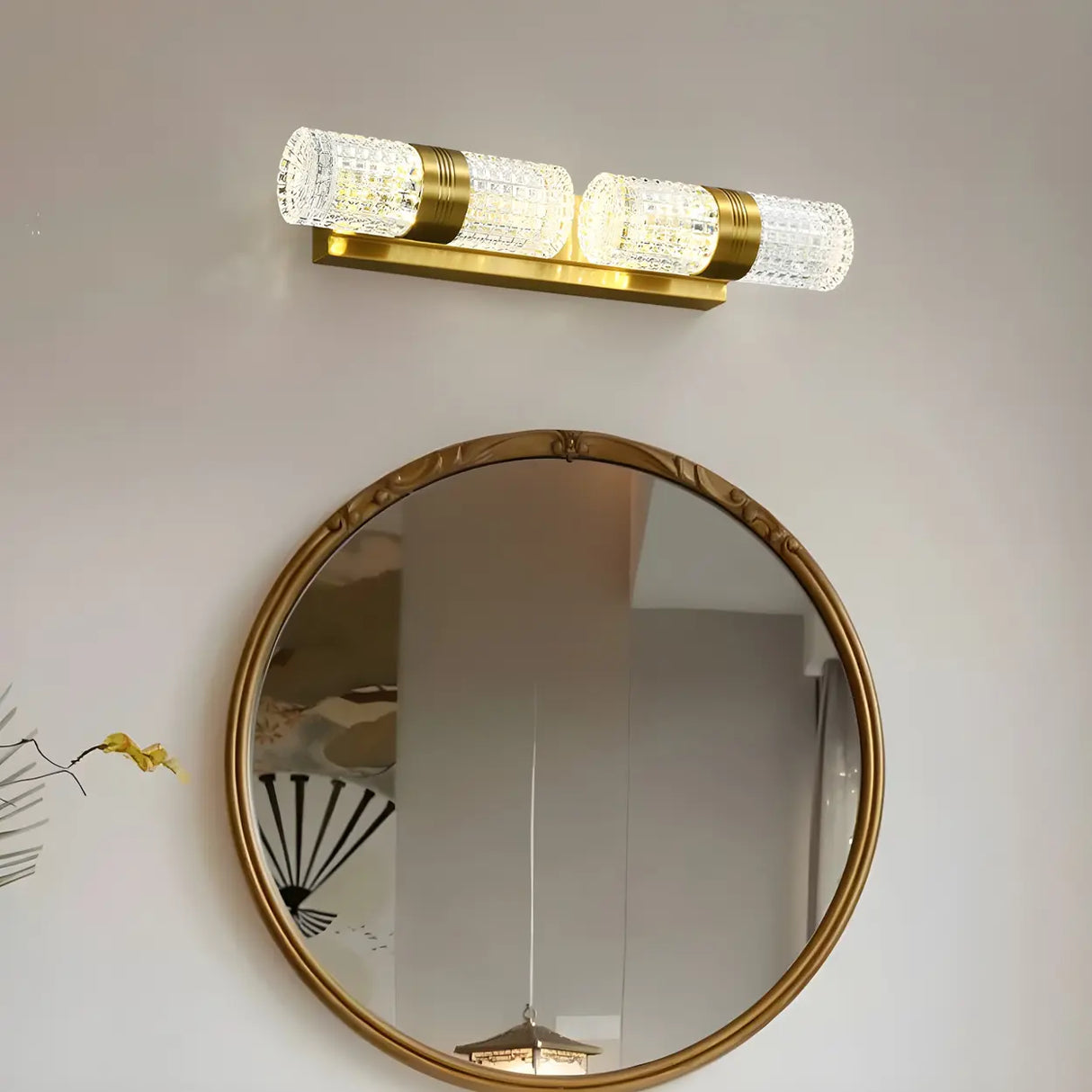 Modern Crystal Brass Wall Light, 4-Light Vanity Fixture Image - 7