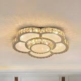Modern Crystal Flower Dimmable LED Flush Mount Light Image - 3