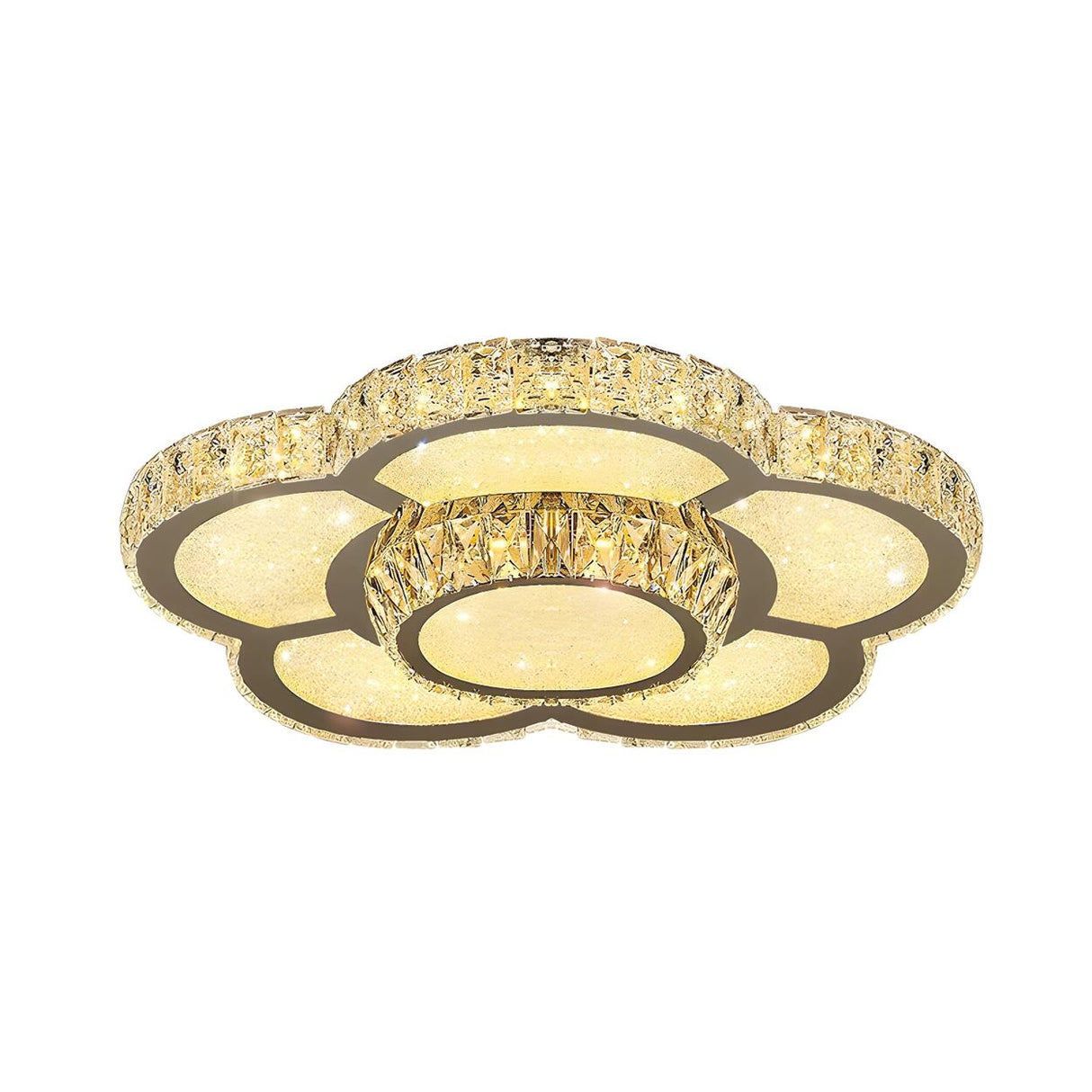 Modern Crystal Flower Dimmable LED Flush Mount Light Image - 5