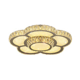 Modern Crystal Flower Dimmable LED Flush Mount Light Image - 5