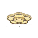 Modern Crystal Flower Dimmable LED Flush Mount Light Image - 6