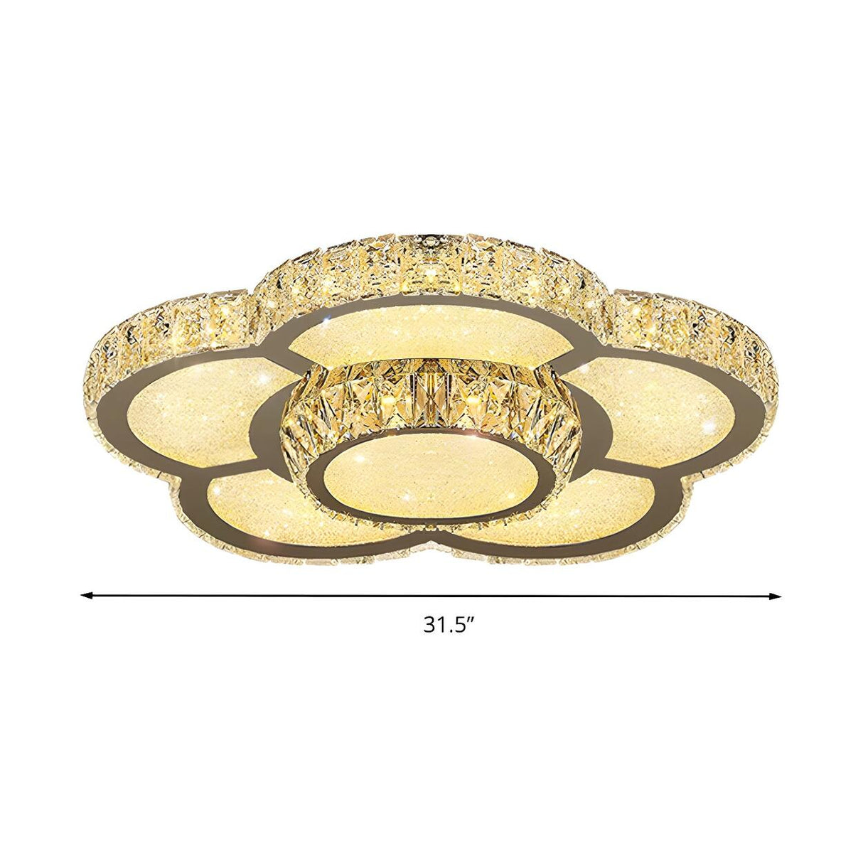 Modern Crystal Flower Dimmable LED Flush Mount Light Image - 9