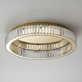 Modern Crystal Gold Round Dimmable Flush Mount Light Image - 12