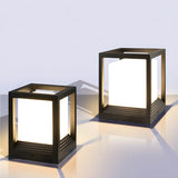Modern Cube Metal Waterproof Outdoor Pool Post Light Image - 1
