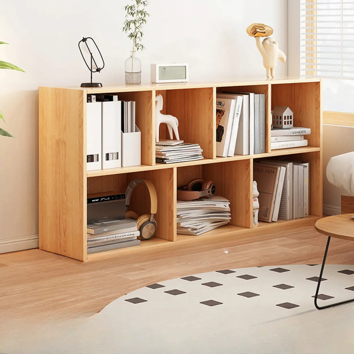 Modern Cube Wooden Open Back Storage Bookcase White Image - 10