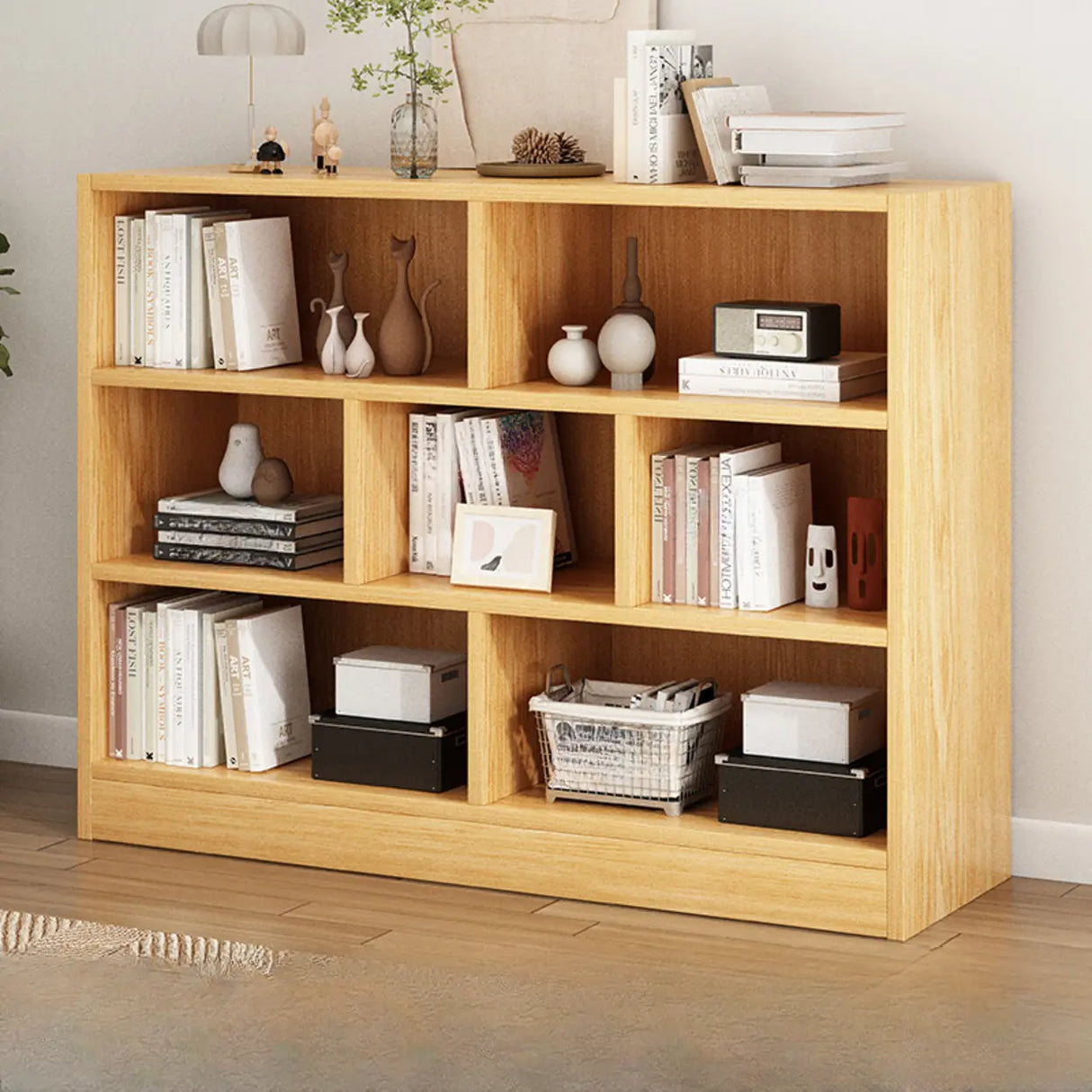 Modern Cube Wooden Open Back Storage Bookcase White Image - 11