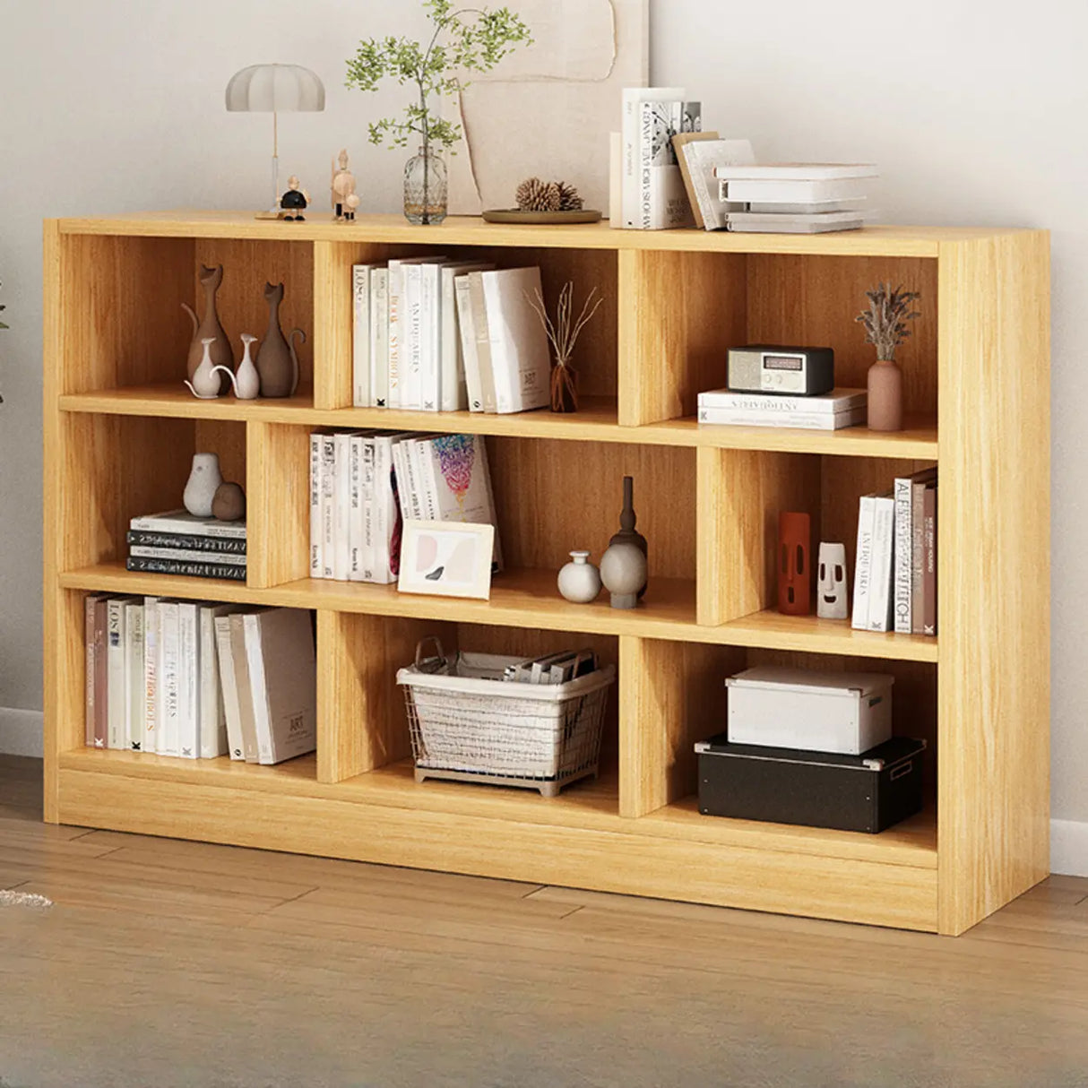 Modern Cube Wooden Open Back Storage Bookcase White Image - 12