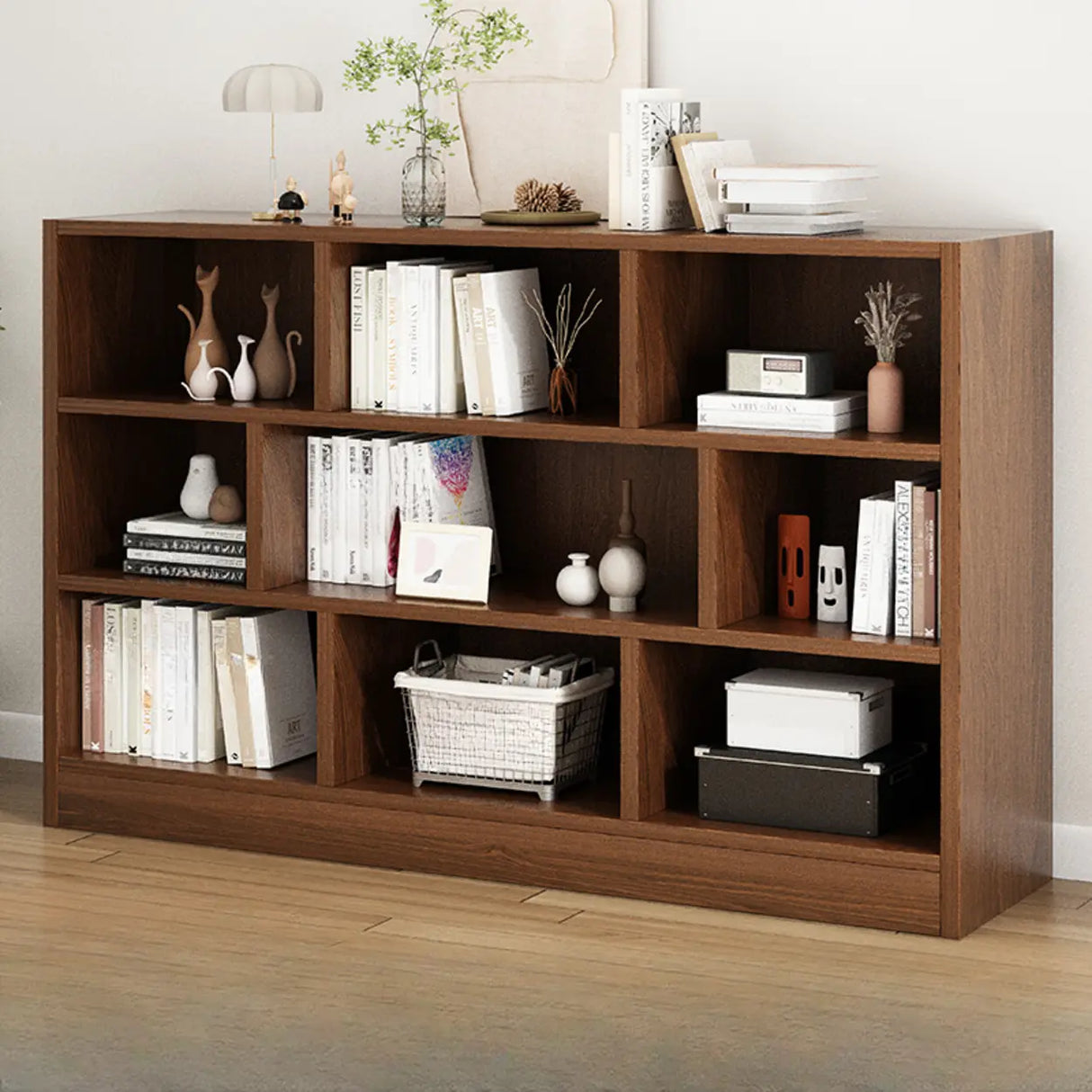 Modern Cube Wooden Open Back Storage Bookcase White Image - 13