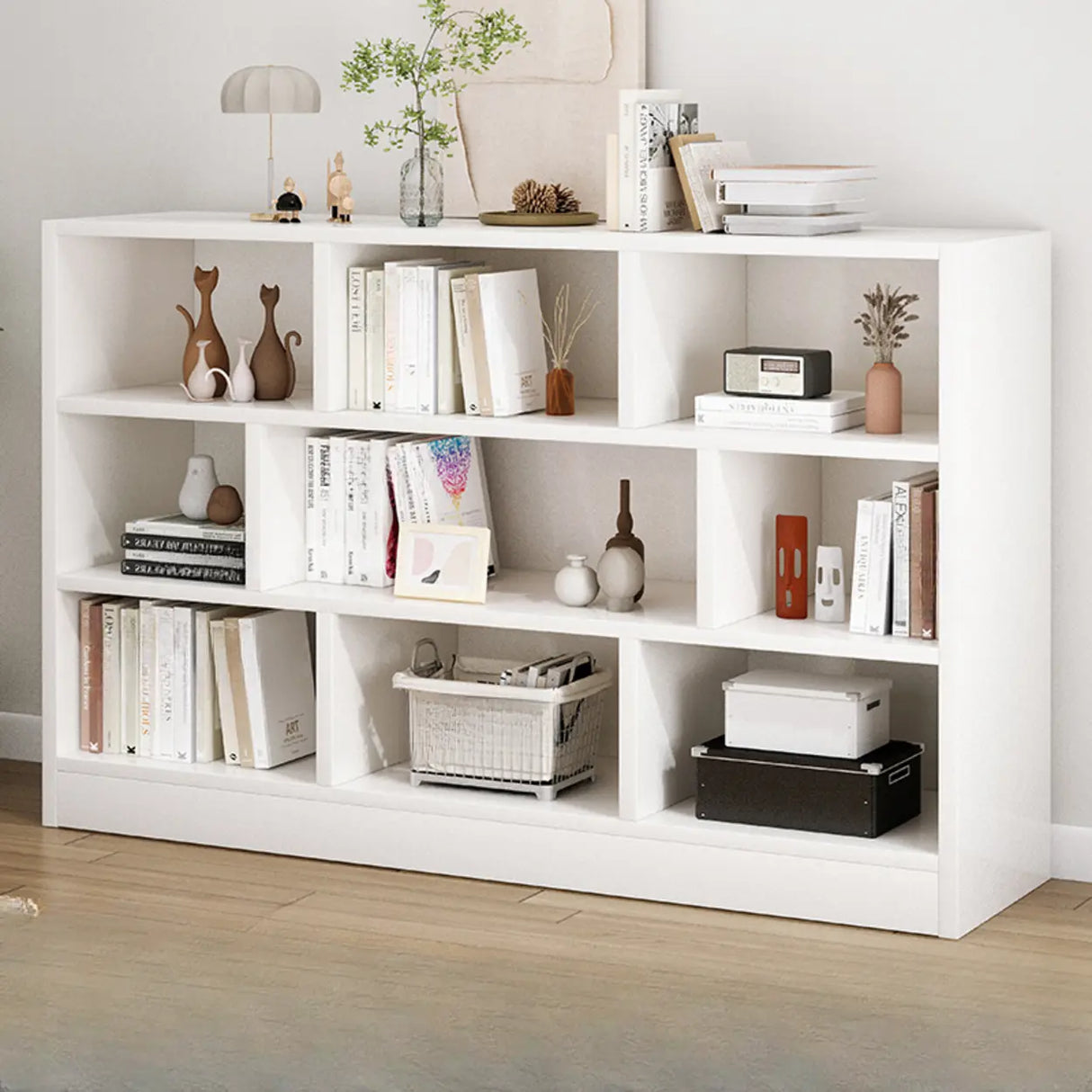 Modern Cube Wooden Open Back Storage Bookcase White Image - 16