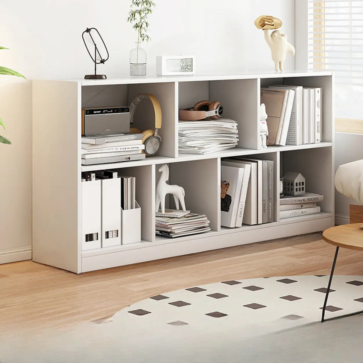Modern Cube Wooden Open Back Storage Bookcase White Image - 17