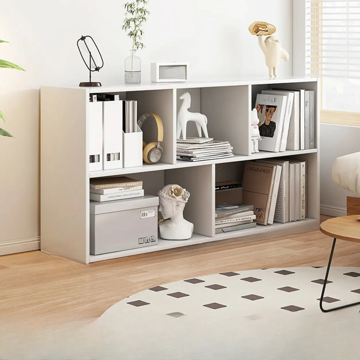 Modern Cube Wooden Open Back Storage Bookcase White Image - 18