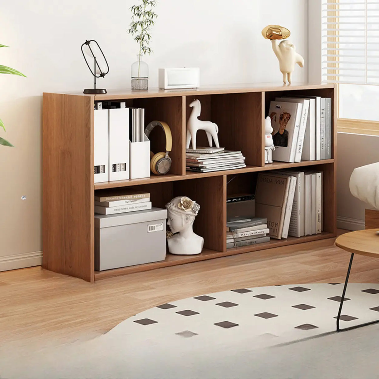 Modern Cube Wooden Open Back Storage Bookcase White Image - 19