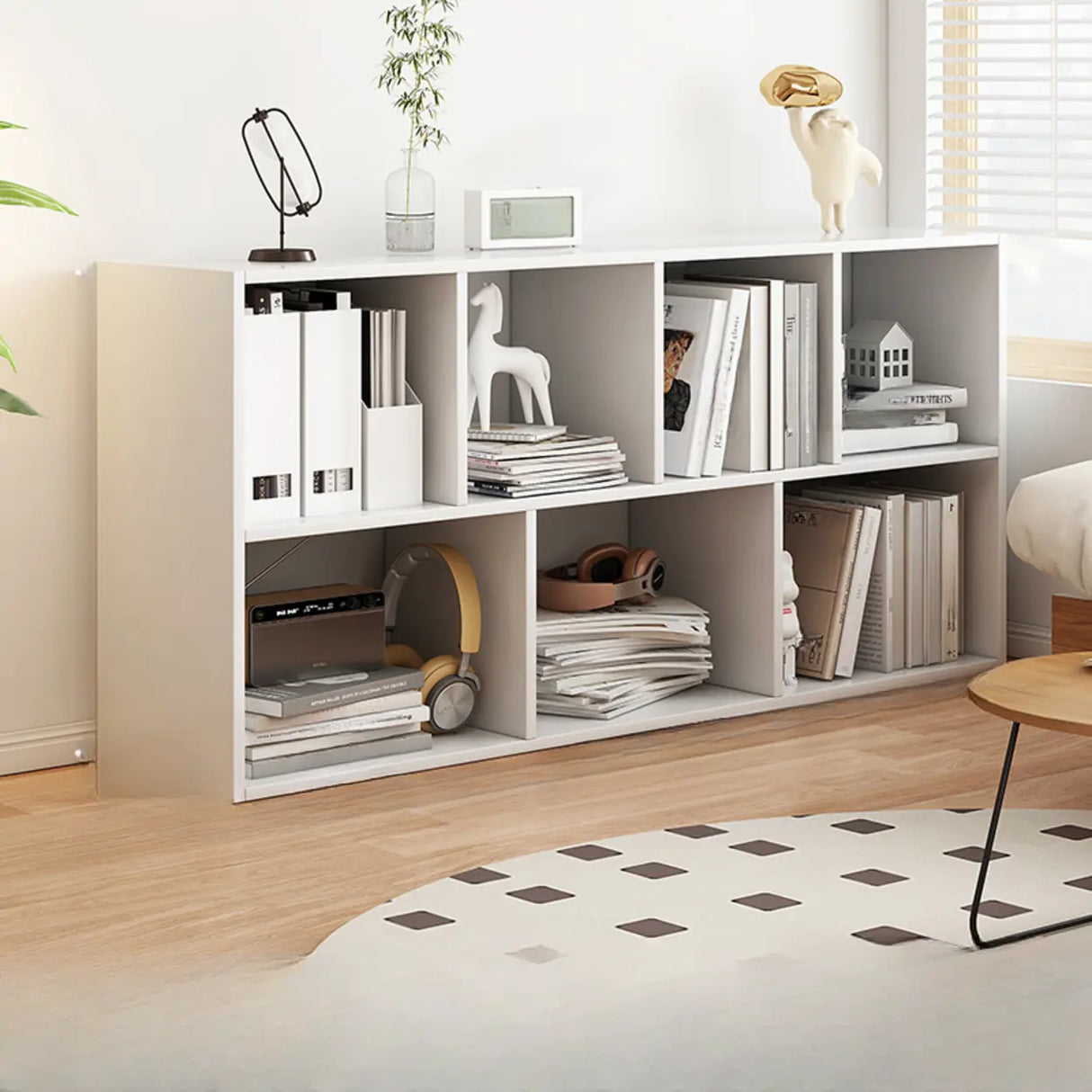Modern Cube Wooden Open Back Storage Bookcase White Image - 20