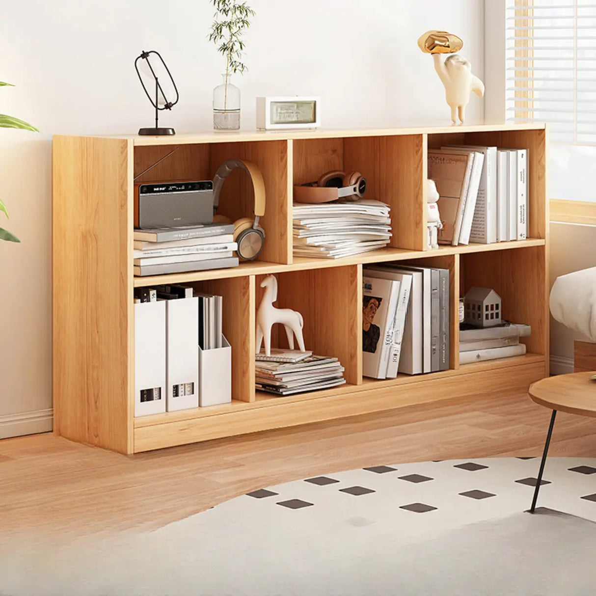 Modern Cube Wooden Open Back Storage Bookcase White Image - 22