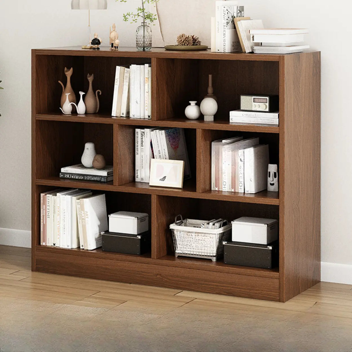 Modern Cube Wooden Open Back Storage Bookcase White Image - 4