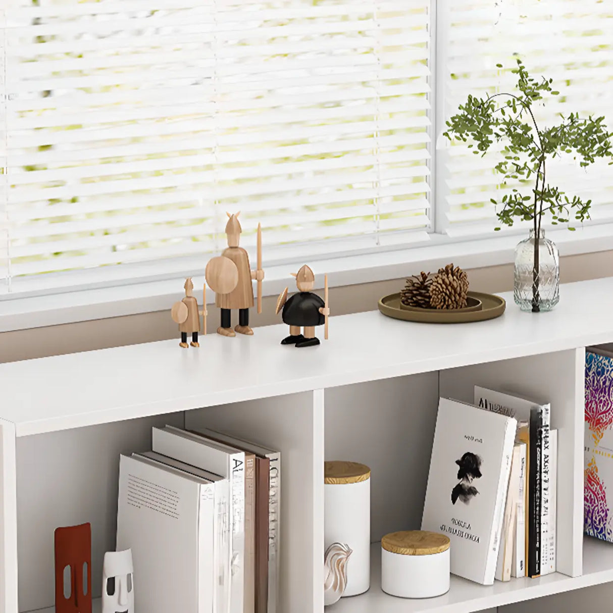 Modern Cube Wooden Open Back Storage Bookcase White Image - 8