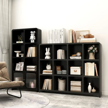 Modern Cube Wooden Storage Organizer Bookcase Black Image - 1