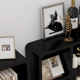 Modern Cube Wooden Storage Organizer Bookcase Black Image - 10