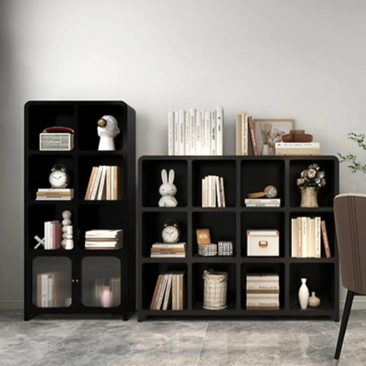 Modern Cube Wooden Storage Organizer Bookcase Black Image - 6