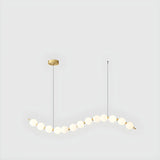 Modern Curve White Ball LED Island Pendant Light Image - 5