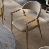 Modern Curved Back Faux Leather Upholstered Dining Chair Image - 1